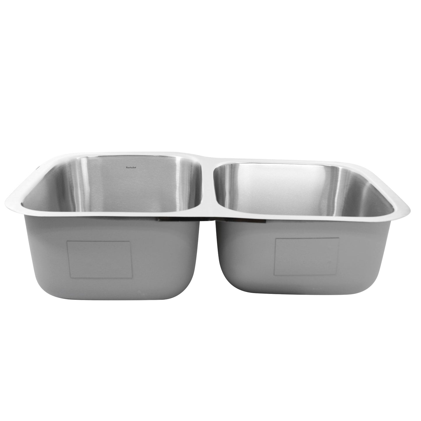 Nantucket Sinks Quidnet Collection 32" Irregular Undermount Brushed Satin Silver 304 Stainless Steel 60/40 Double Bowl 18-Gauge Kitchen Sink