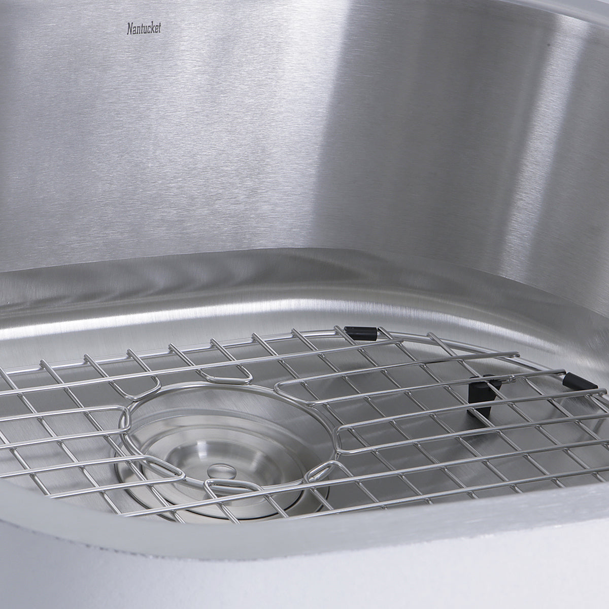 Nantucket Sinks Sconset Collection 24" D-Bowl Undermount Brushed Satin Silver 304 Stainless Steel Single Bowl 16-Gauge Kitchen Sink