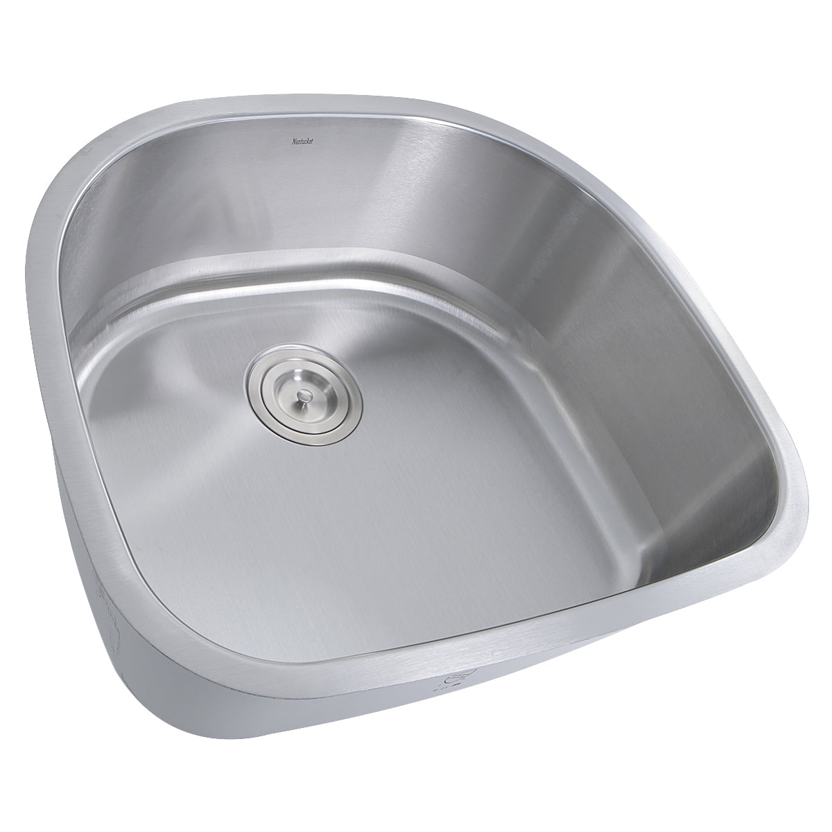 Nantucket Sinks Sconset Collection 24" D-Bowl Undermount Brushed Satin Silver 304 Stainless Steel Single Bowl 16-Gauge Kitchen Sink