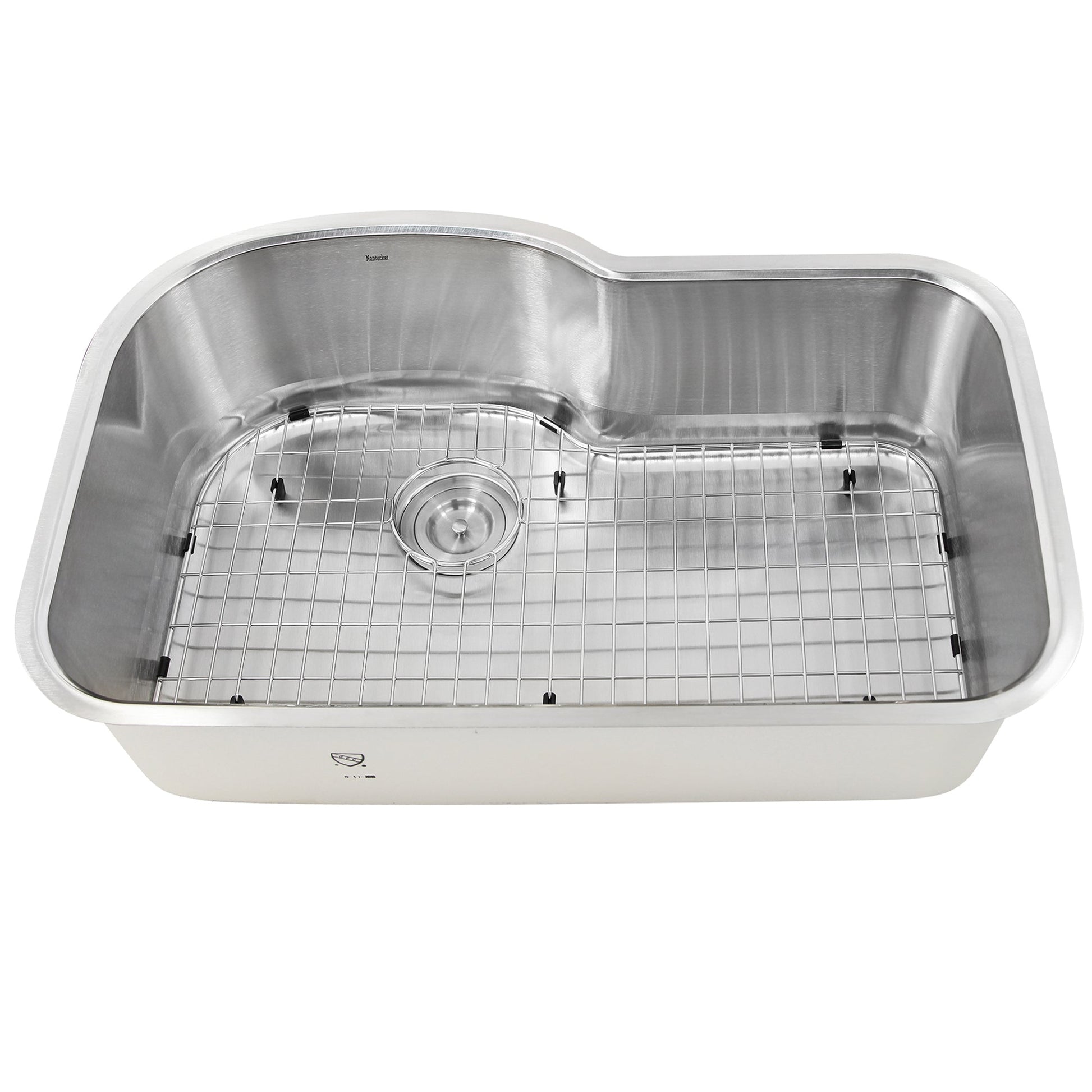 Nantucket Sinks Sconset Collection 32" Irregular Undermount Brushed Satin Silver 304 Stainless Steel Single Bowl 16-Gauge Kitchen Sink