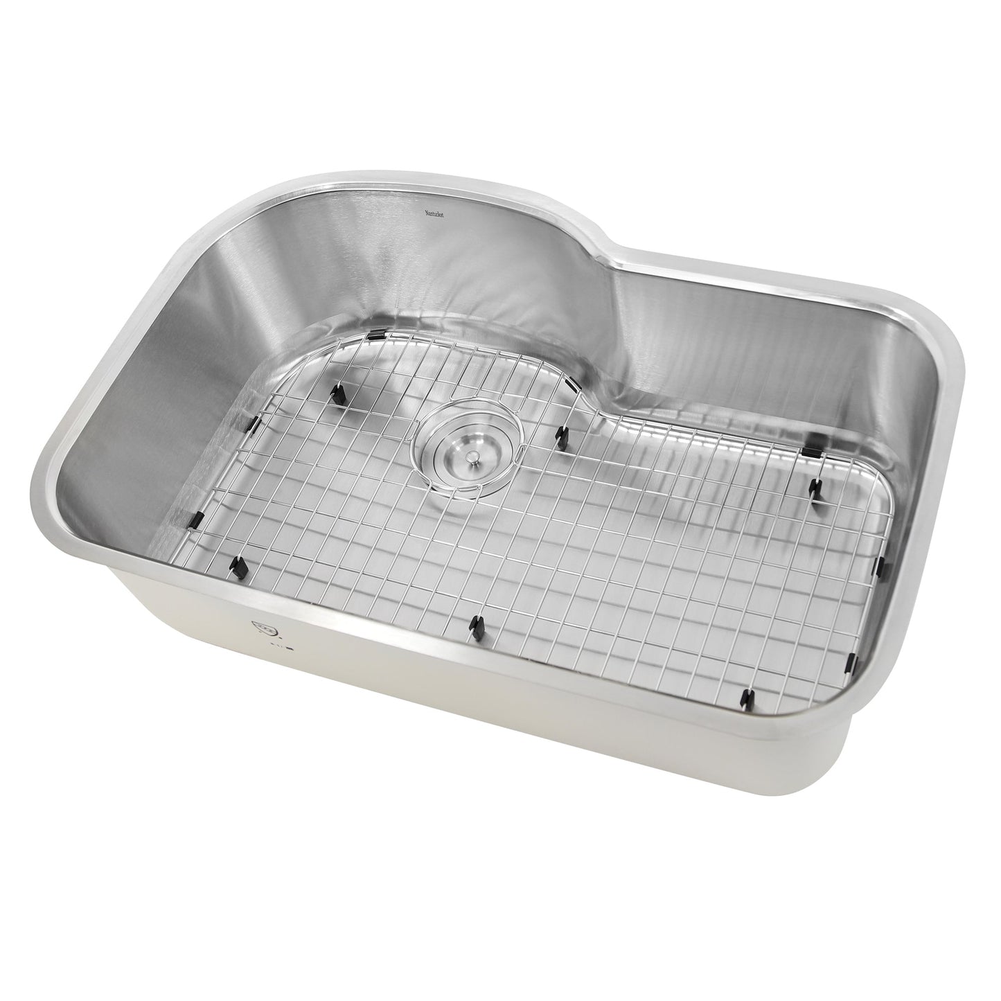 Nantucket Sinks Sconset Collection 32" Irregular Undermount Brushed Satin Silver 304 Stainless Steel Single Bowl 16-Gauge Kitchen Sink