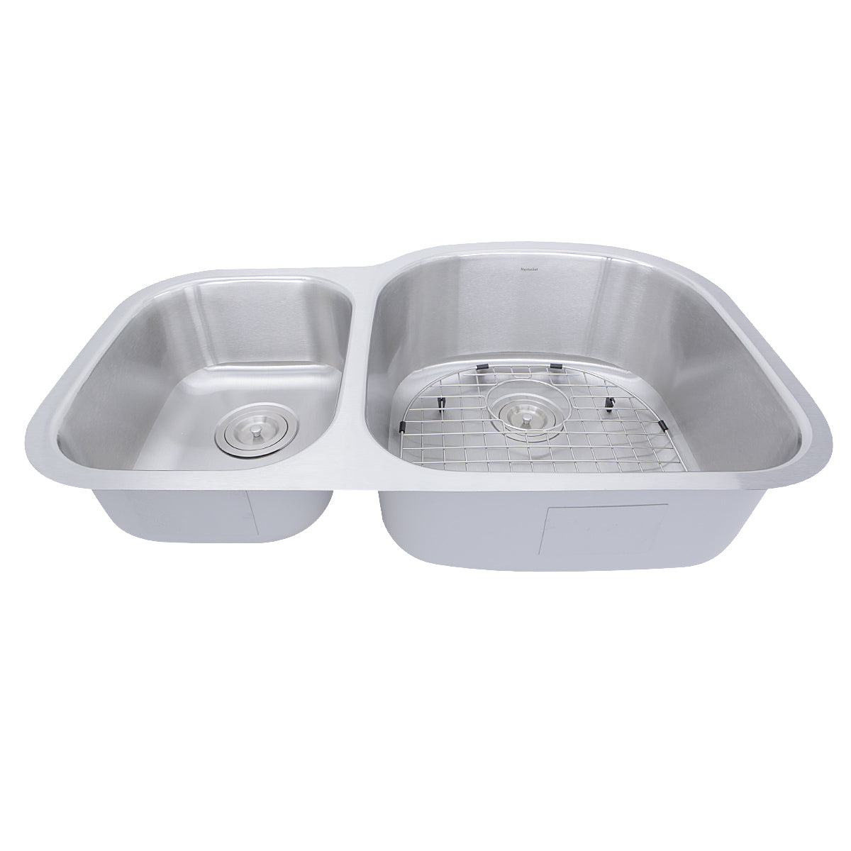 Nantucket Sinks Sconset Collection 33" Irregular Undermount Brushed Satin Silver 304 Stainless Steel 70/30 Reversed Double Bowl 16-Gauge Kitchen Sink