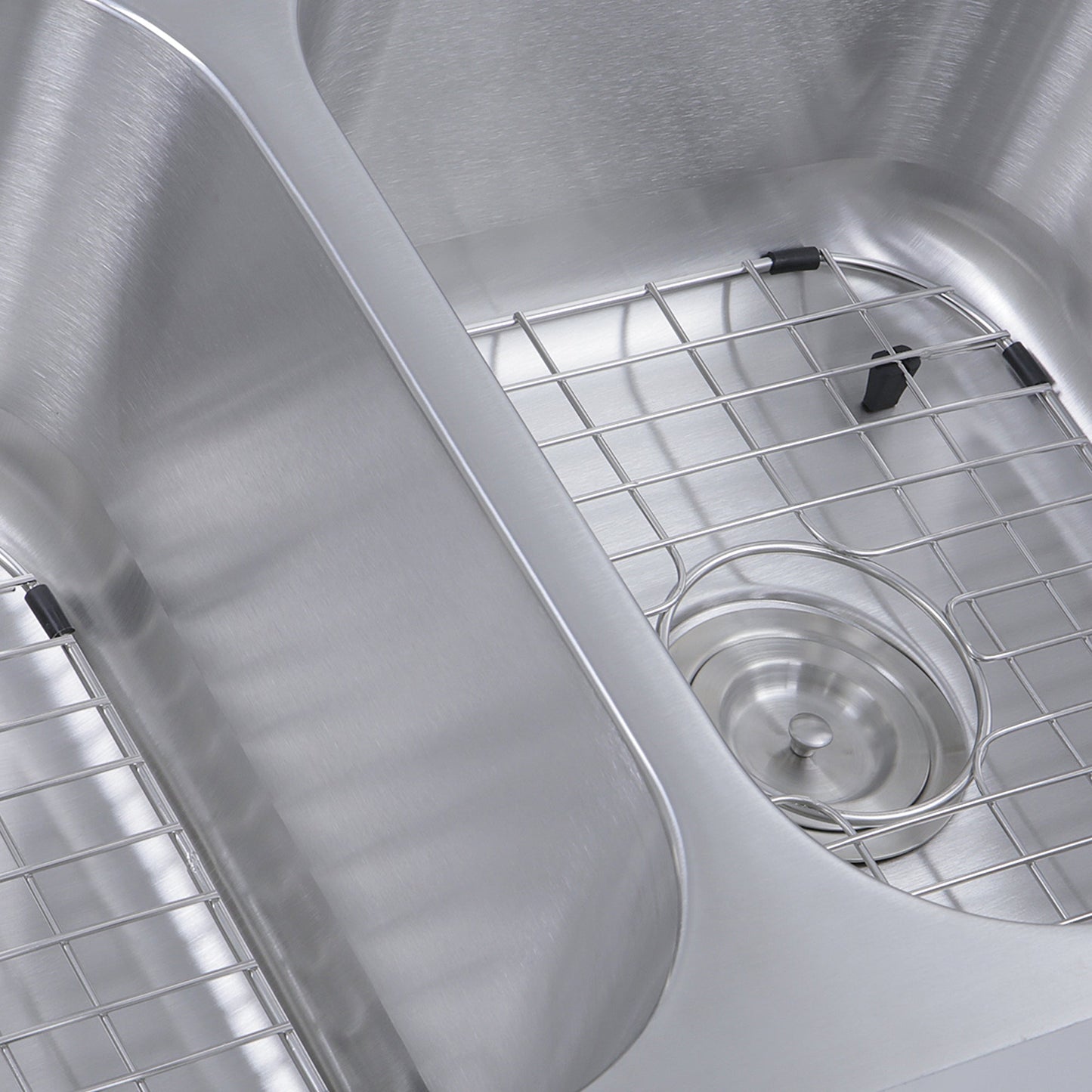 Nantucket Sinks Sconset Collection 33" Rectangle Undermount Brushed Satin Silver 304 Stainless Steel Double Bowl 16-Gauge Kitchen Sink