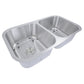 Nantucket Sinks Sconset Collection 33" Rectangle Undermount Brushed Satin Silver 304 Stainless Steel Double Bowl 16-Gauge Kitchen Sink