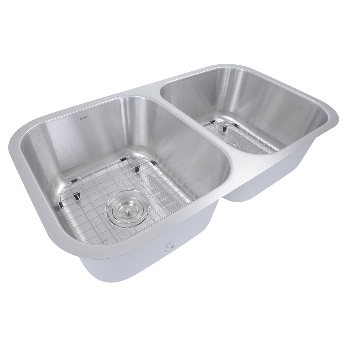 Nantucket Sinks Sconset Collection 33" Rectangle Undermount Brushed Satin Silver 304 Stainless Steel Double Bowl 16-Gauge Kitchen Sink