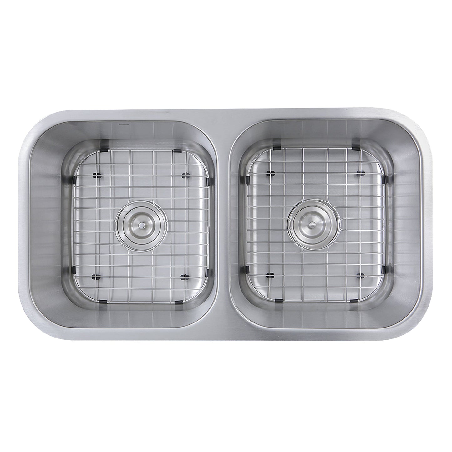 Nantucket Sinks Sconset Collection 33" Rectangle Undermount Brushed Satin Silver 304 Stainless Steel Double Bowl 16-Gauge Kitchen Sink