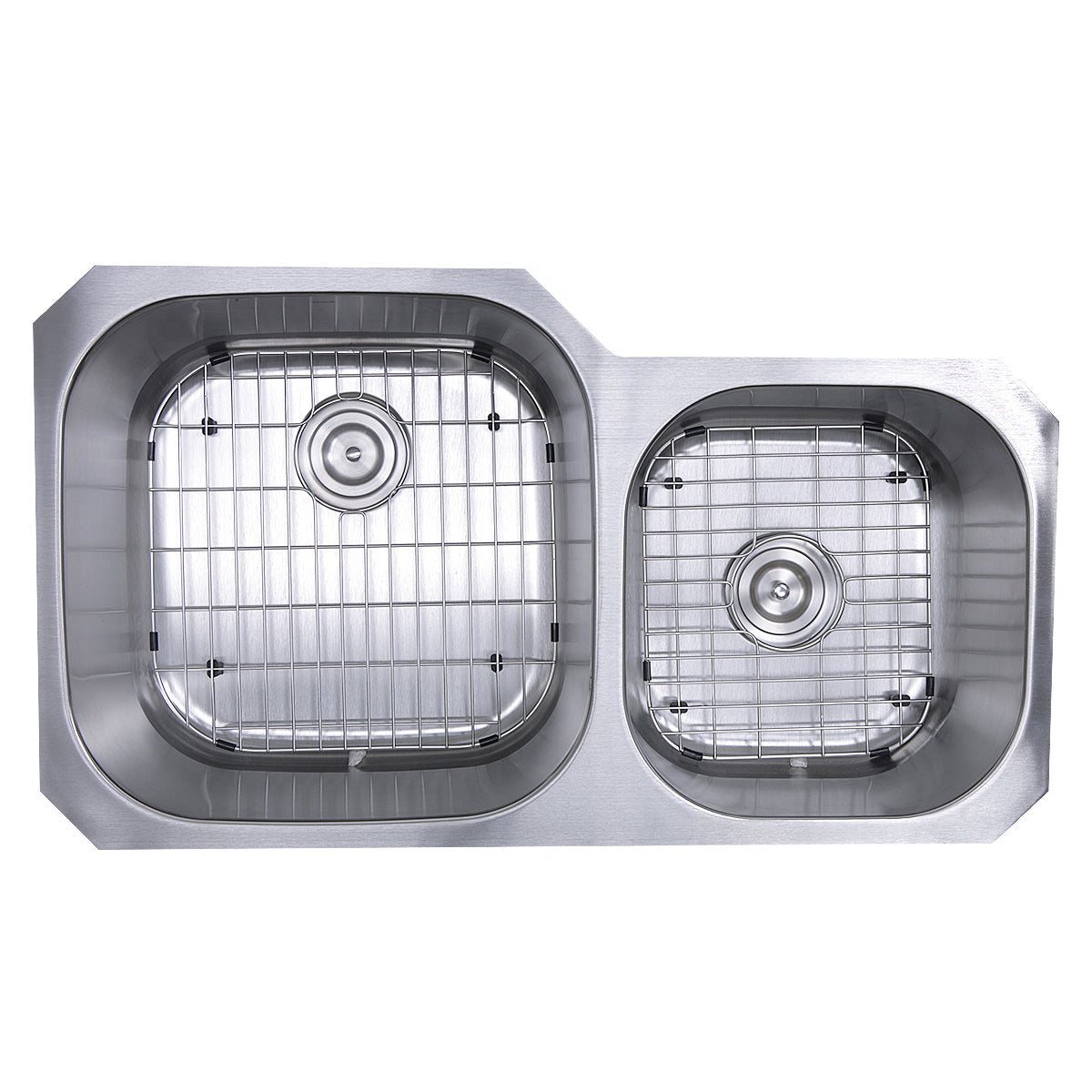 Nantucket Sinks Sconset Collection 35" Irregular Undermount Brushed Satin 304 Stainless Steel Double Bowl Kitchen Sink