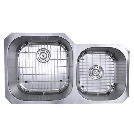 Nantucket Sinks Sconset Collection 35" Irregular Undermount Brushed Satin 304 Stainless Steel Double Bowl Kitchen Sink