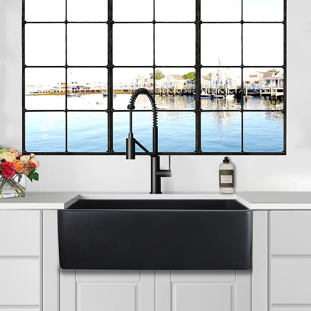 Nantucket Sinks Vineyard 30" Fireclay Farmhouse Apron Black Kitchen Sink