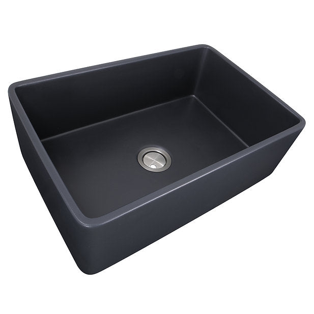 Nantucket Sinks Vineyard 30" Fireclay Farmhouse Apron Black Kitchen Sink