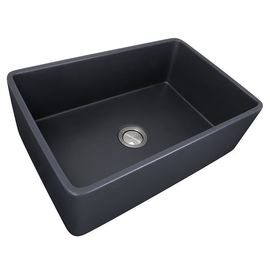 Nantucket Sinks Vineyard 30" Fireclay Farmhouse Apron Black Kitchen Sink