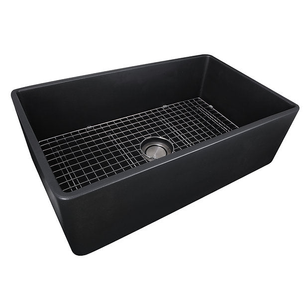 Nantucket Sinks Vineyard 33" Fireclay Farmhouse Apron Black Kitchen Sink