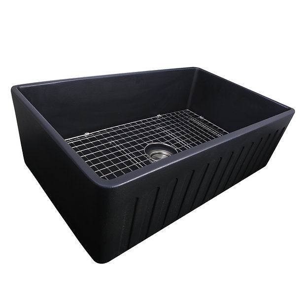Nantucket Sinks Vineyard 33" Fireclay Farmhouse Apron Black Kitchen Sink