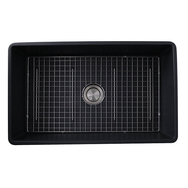 Nantucket Sinks Vineyard 33" Fireclay Farmhouse Apron Black Kitchen Sink