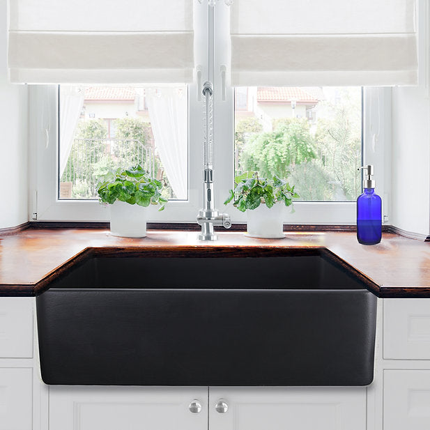 Nantucket Sinks Vineyard 33" Fireclay Farmhouse Apron Black Kitchen Sink