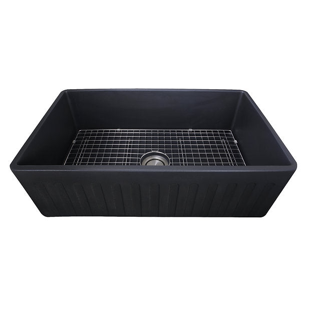 Nantucket Sinks Vineyard 33" Fireclay Farmhouse Apron Black Kitchen Sink