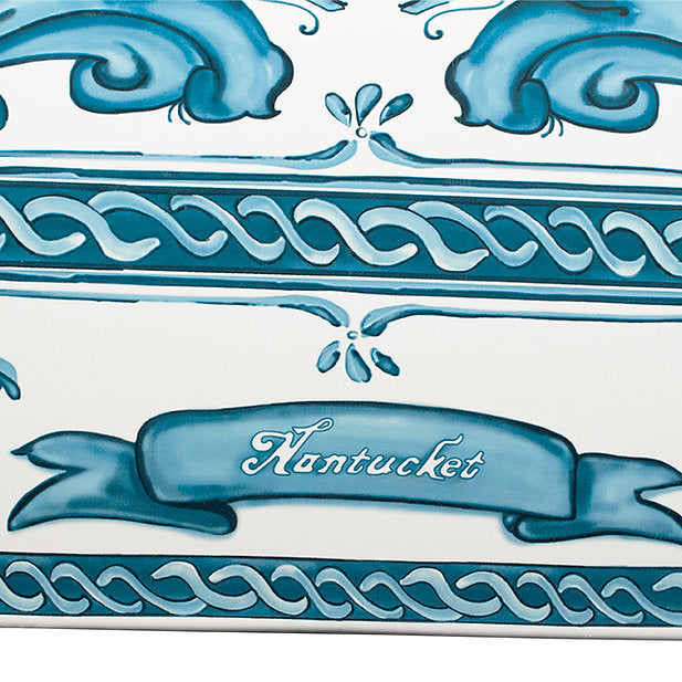 Nantucket Sinks Vineyard 33" Porcelain Enamel Glaze Fireclay Farmhouse Apron Rectangle White/Blue Sink