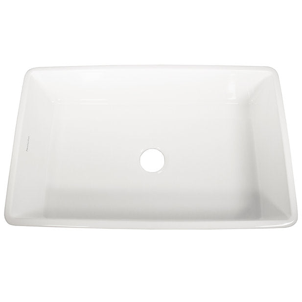 Nantucket Sinks Vineyard 33" Porcelain Enamel Glaze Fireclay Farmhouse Apron Rectangle White/Blue Sink