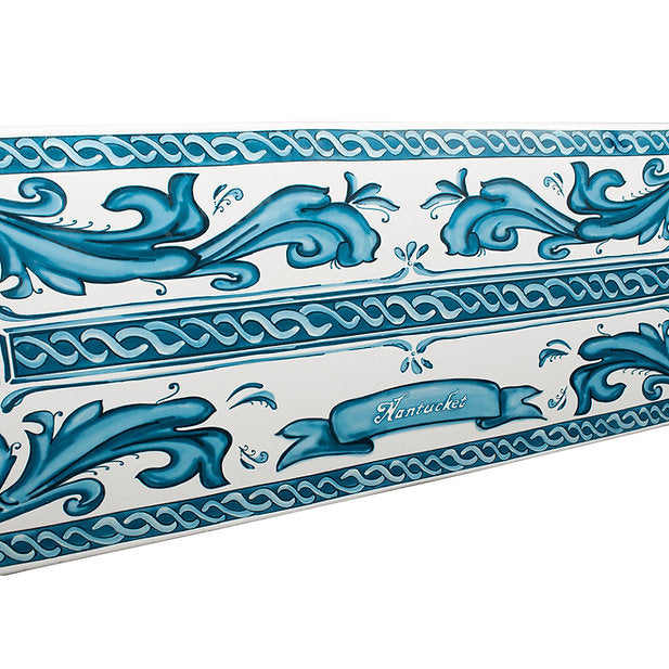 Nantucket Sinks Vineyard 33" Porcelain Enamel Glaze Fireclay Farmhouse Apron Rectangle White/Blue Sink