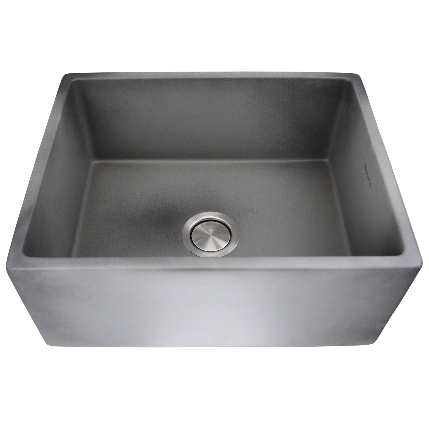 Nantucket Sinks Vineyard Collection 23" Rectangle Undermount Porcelain Enamel Glaze Grey Fireclay Single Bowl Farmhouse Apron Kitchen Sink With Concrete Finish