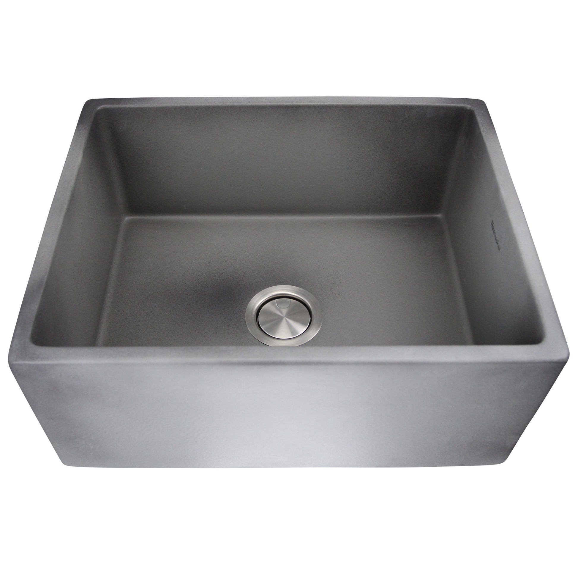 Nantucket Sinks Vineyard Collection 23" Rectangle Undermount Porcelain Enamel Glaze Grey Fireclay Single Bowl Farmhouse Apron Kitchen Sink With Concrete Finish