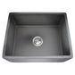 Nantucket Sinks Vineyard Collection 23" Rectangle Undermount Porcelain Enamel Glaze Grey Fireclay Single Bowl Farmhouse Apron Kitchen Sink With Concrete Finish