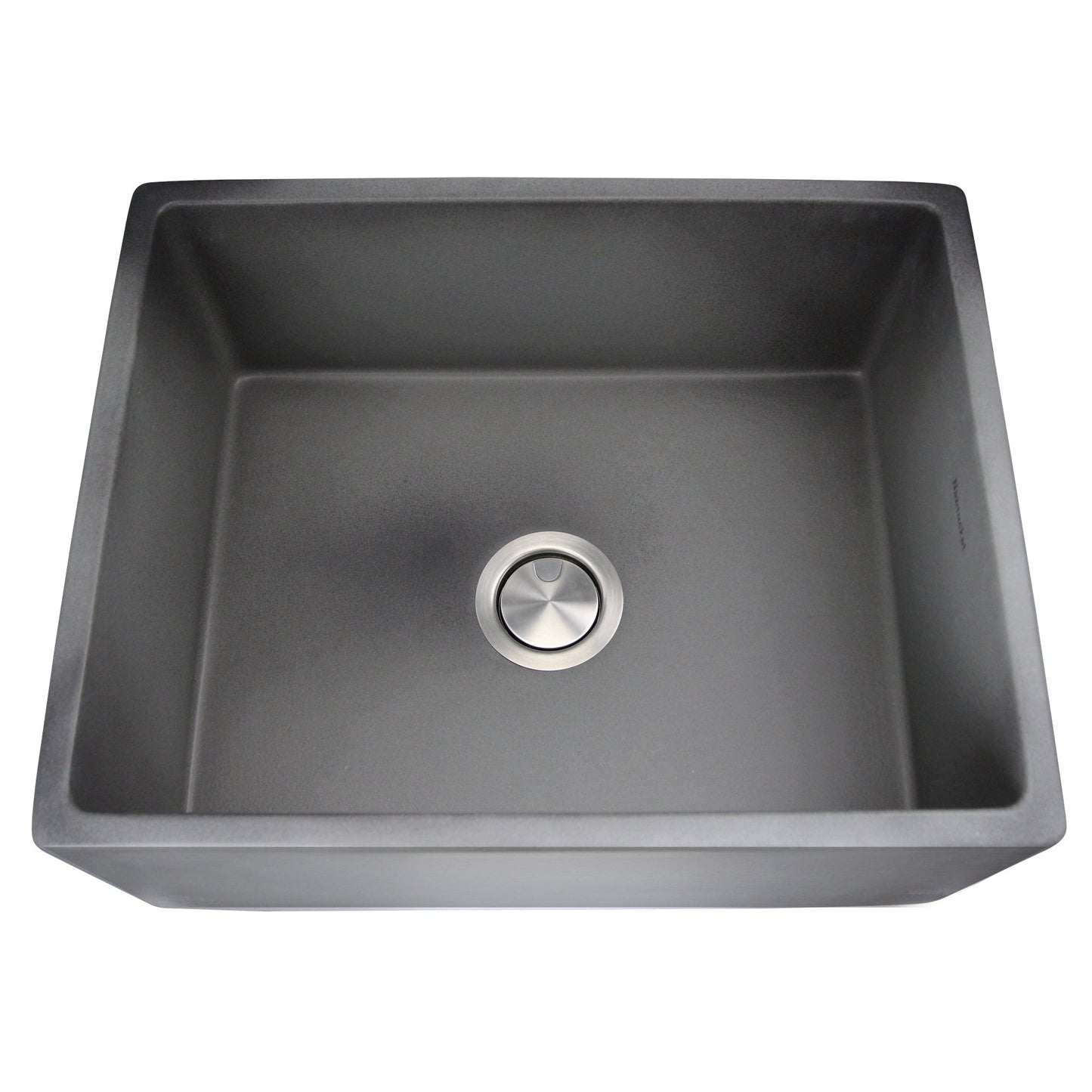 Nantucket Sinks Vineyard Collection 23" Rectangle Undermount Porcelain Enamel Glaze Grey Fireclay Single Bowl Farmhouse Apron Kitchen Sink With Concrete Finish