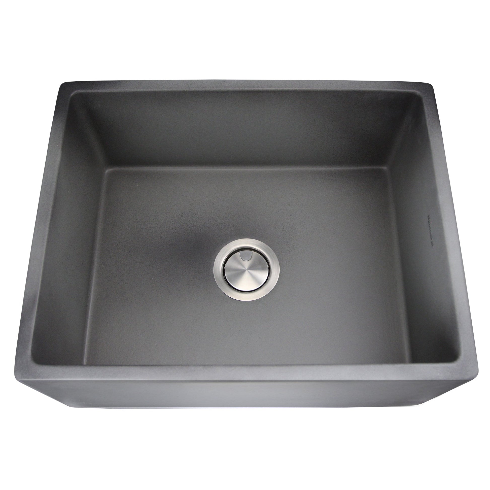 Nantucket Sinks Vineyard Collection 23" Rectangle Undermount Porcelain Enamel Glaze Grey Fireclay Single Bowl Farmhouse Apron Kitchen Sink With Concrete Finish