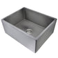 Nantucket Sinks Vineyard Collection 23" Rectangle Undermount Porcelain Enamel Glaze Grey Fireclay Single Bowl Farmhouse Apron Kitchen Sink With Concrete Finish