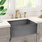 Nantucket Sinks Vineyard Collection 23" Rectangle Undermount Porcelain Enamel Glaze Grey Fireclay Single Bowl Farmhouse Apron Kitchen Sink With Concrete Finish