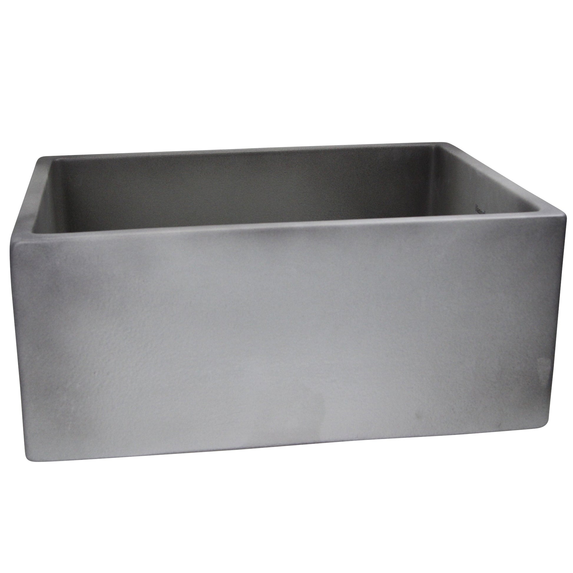 Nantucket Sinks Vineyard Collection 23" Rectangle Undermount Porcelain Enamel Glaze Grey Fireclay Single Bowl Farmhouse Apron Kitchen Sink With Concrete Finish