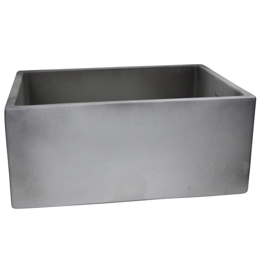 Nantucket Sinks Vineyard Collection 23" Rectangle Undermount Porcelain Enamel Glaze Grey Fireclay Single Bowl Farmhouse Apron Kitchen Sink With Concrete Finish