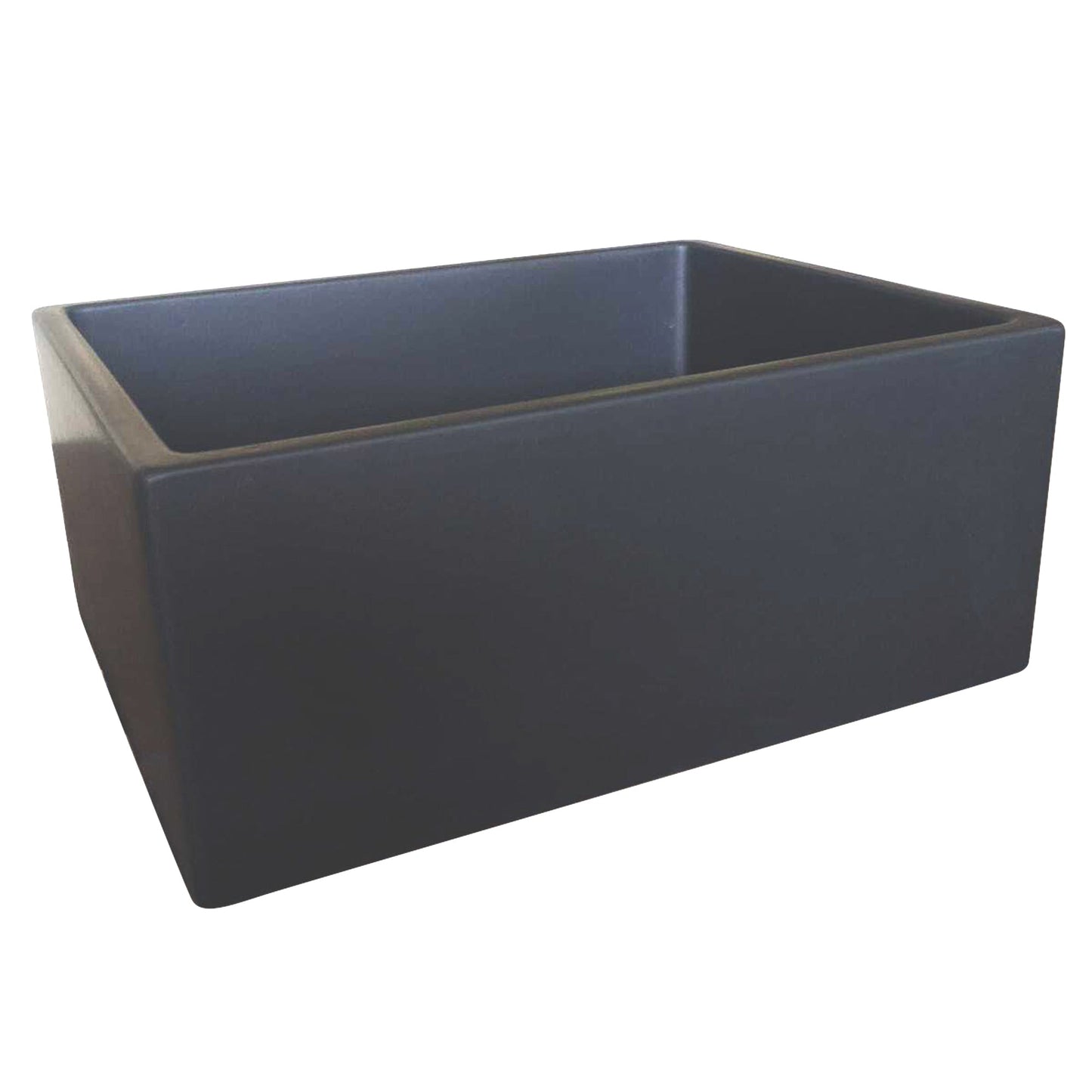Nantucket Sinks Vineyard Collection 23" Rectangle Undermount Porcelain Enamel Glaze Grey Fireclay Single Bowl Farmhouse Apron Kitchen Sink With Matte Black Finish