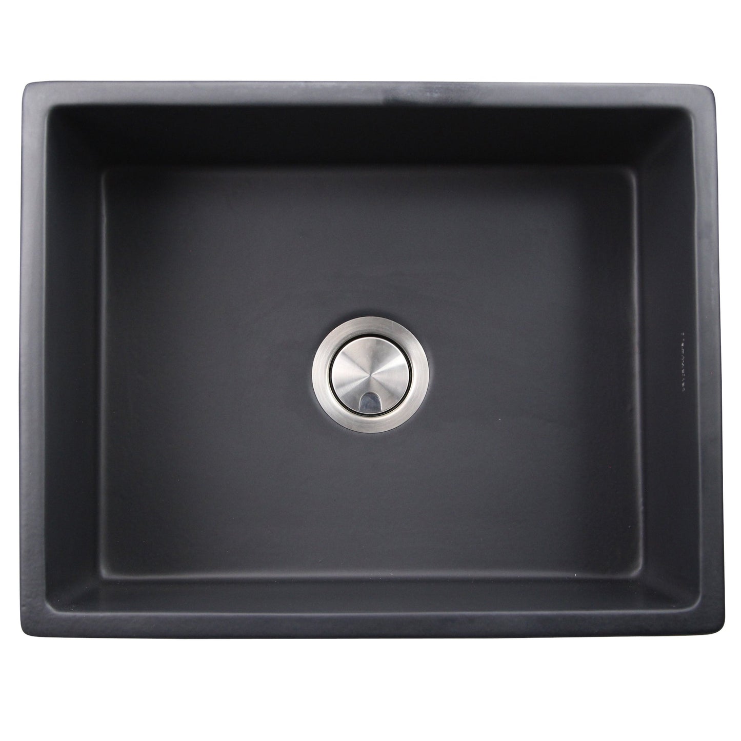Nantucket Sinks Vineyard Collection 23" Rectangle Undermount Porcelain Enamel Glaze Grey Fireclay Single Bowl Farmhouse Apron Kitchen Sink With Matte Black Finish