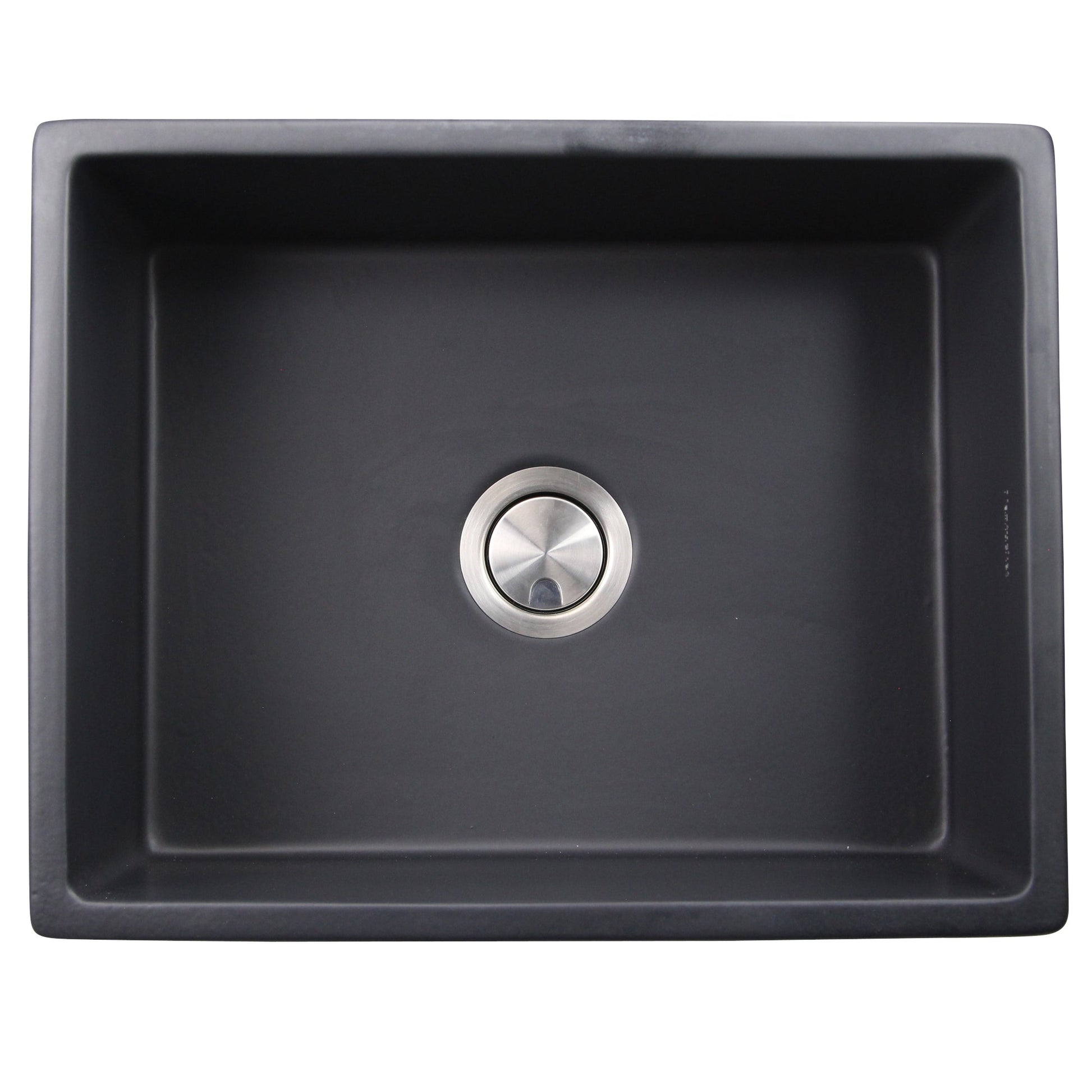 Nantucket Sinks Vineyard Collection 23" Rectangle Undermount Porcelain Enamel Glaze Grey Fireclay Single Bowl Farmhouse Apron Kitchen Sink With Matte Black Finish