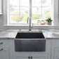 Nantucket Sinks Vineyard Collection 23" Rectangle Undermount Porcelain Enamel Glaze Grey Fireclay Single Bowl Farmhouse Apron Kitchen Sink With Matte Black Finish