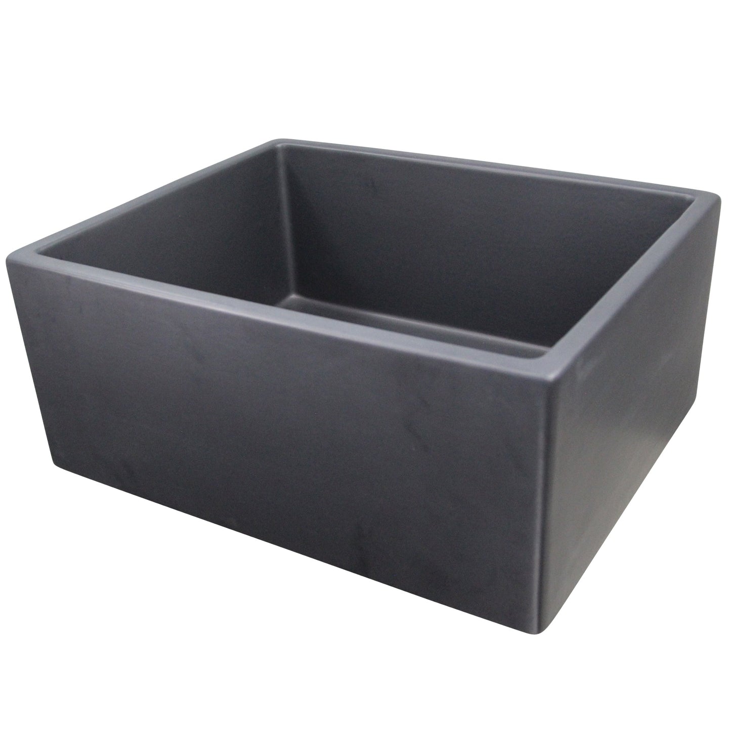 Nantucket Sinks Vineyard Collection 23" Rectangle Undermount Porcelain Enamel Glaze Grey Fireclay Single Bowl Farmhouse Apron Kitchen Sink With Matte Black Finish