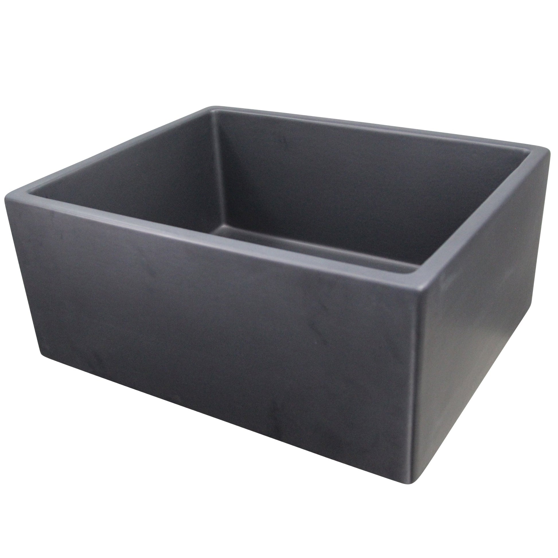 Nantucket Sinks Vineyard Collection 23" Rectangle Undermount Porcelain Enamel Glaze Grey Fireclay Single Bowl Farmhouse Apron Kitchen Sink With Matte Black Finish