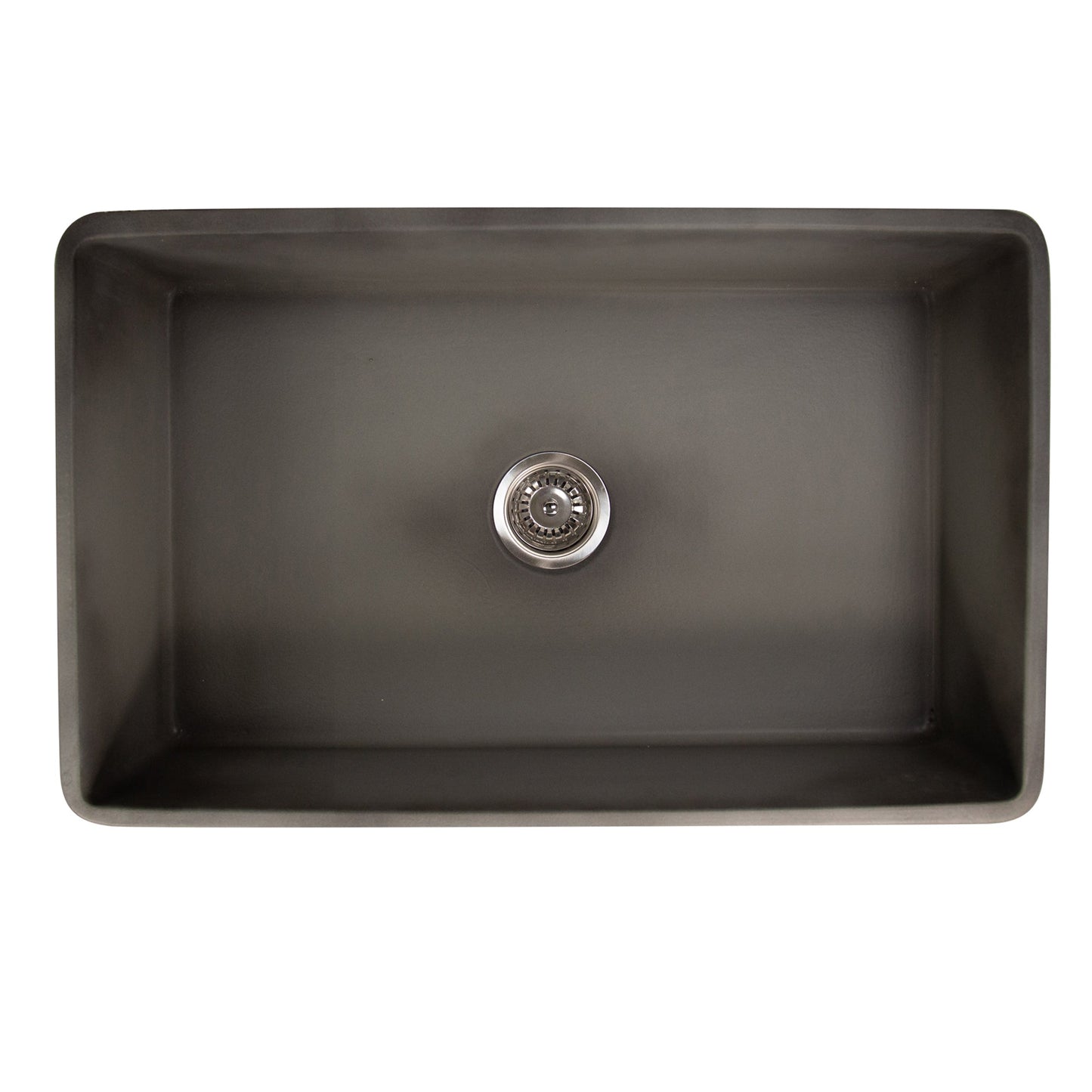 Nantucket Sinks Vineyard Collection 30" Rectangle Undermount Porcelain Enamel Glaze Concrete Grey Fireclay Single Bowl Farmhouse Apron Kitchen Sink With Concrete Finish