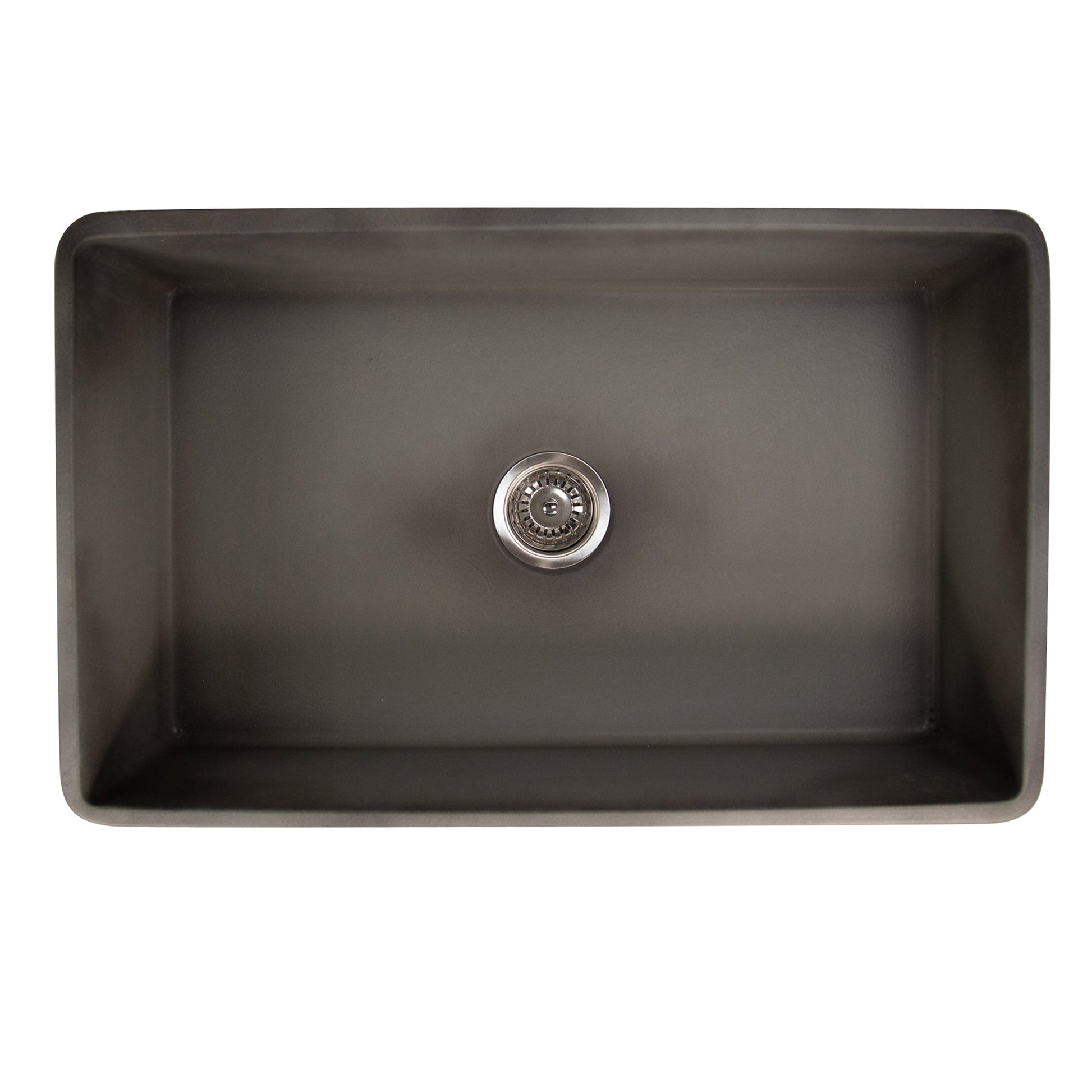 Nantucket Sinks Vineyard Collection 30" Rectangle Undermount Porcelain Enamel Glaze Concrete Grey Fireclay Single Bowl Farmhouse Apron Kitchen Sink With Concrete Finish