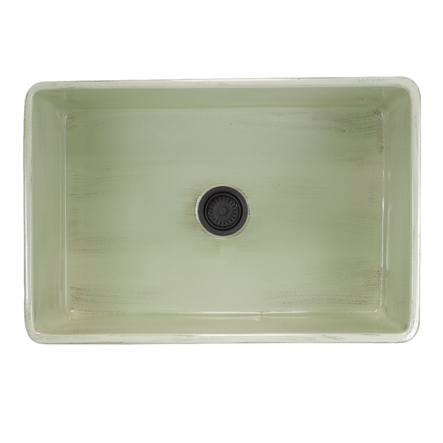 Nantucket Sinks Vineyard Collection 30" Rectangle Undermount Porcelain Enamel Glaze Light Green Fireclay Single Bowl Farmhouse Apron Kitchen Sink With Shabby Green Finish