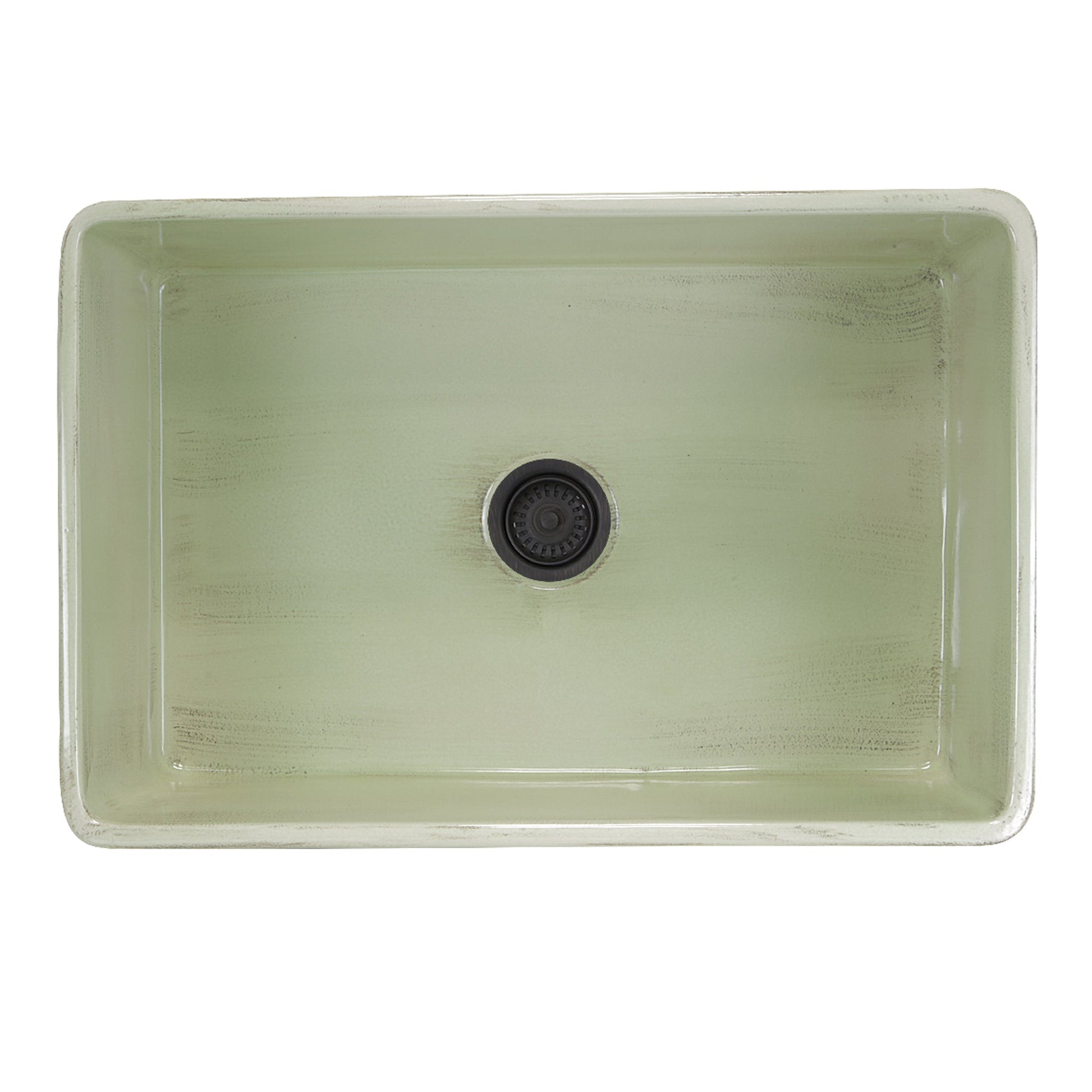Nantucket Sinks Vineyard Collection 30" Rectangle Undermount Porcelain Enamel Glaze Light Green Fireclay Single Bowl Farmhouse Apron Kitchen Sink With Shabby Green Finish