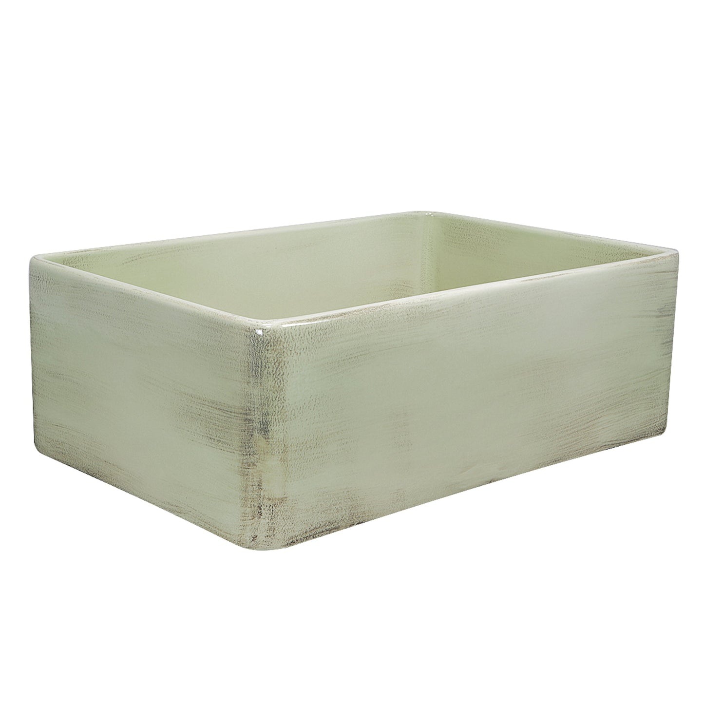 Nantucket Sinks Vineyard Collection 30" Rectangle Undermount Porcelain Enamel Glaze Light Green Fireclay Single Bowl Farmhouse Apron Kitchen Sink With Shabby Green Finish