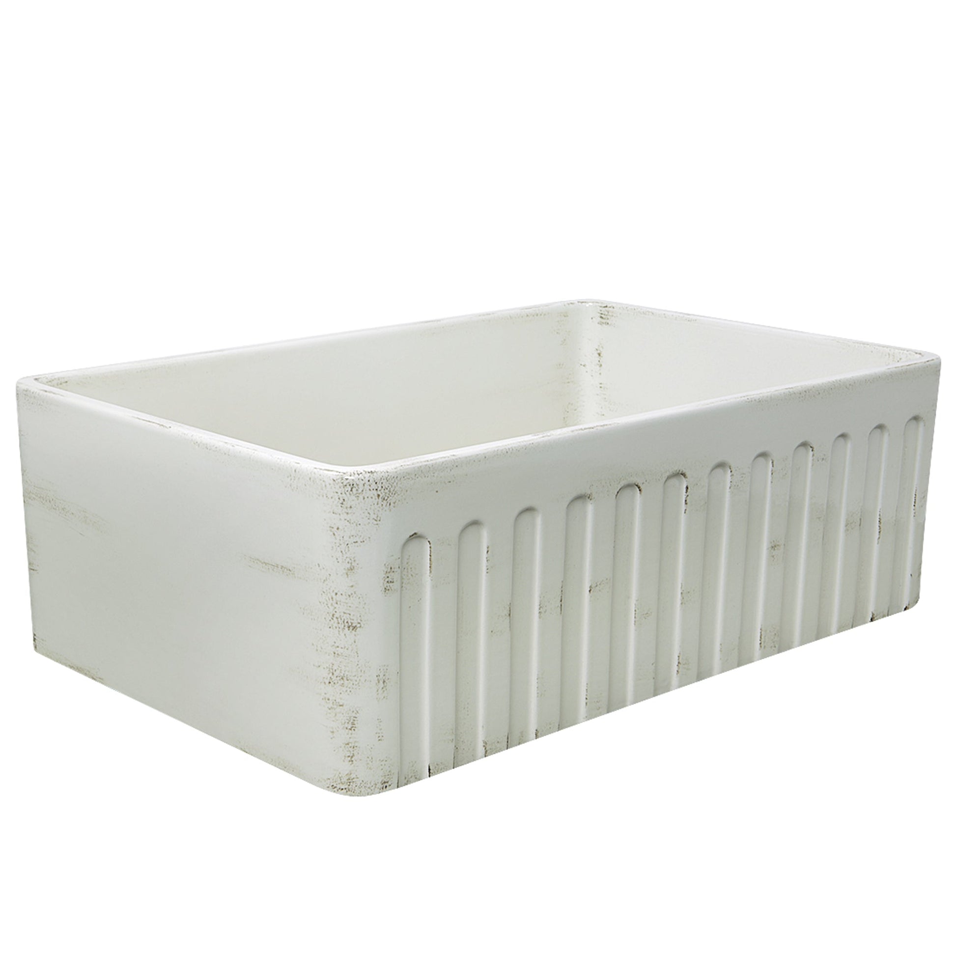 Nantucket Sinks Vineyard Collection 30" Rectangle Undermount Porcelain Enamel Glaze Pale Yellow Fireclay Single Bowl Farmhouse Apron Kitchen Sink With Shabby Straw Finish