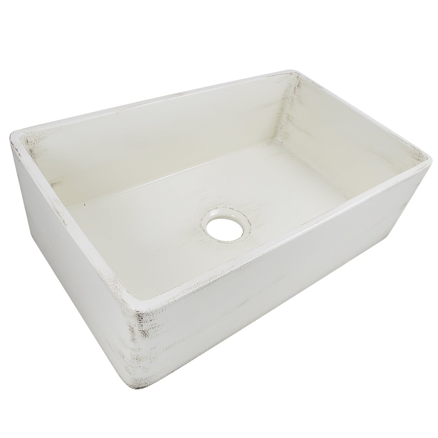 Nantucket Sinks Vineyard Collection 30" Rectangle Undermount Porcelain Enamel Glaze Pale Yellow Fireclay Single Bowl Farmhouse Apron Kitchen Sink With Shabby Straw Finish