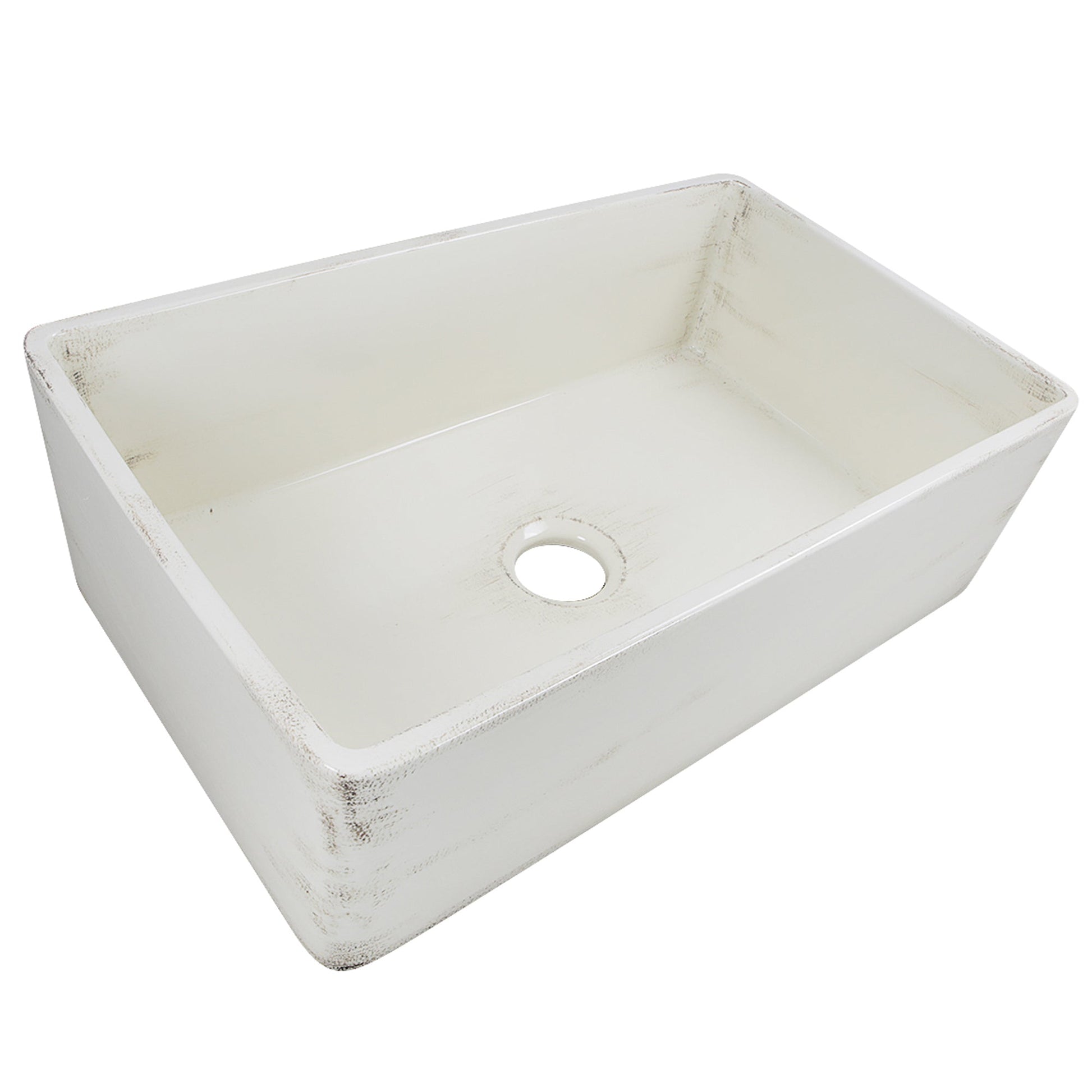 Nantucket Sinks Vineyard Collection 30" Rectangle Undermount Porcelain Enamel Glaze Pale Yellow Fireclay Single Bowl Farmhouse Apron Kitchen Sink With Shabby Straw Finish