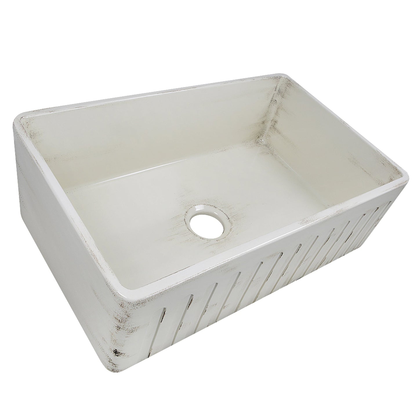 Nantucket Sinks Vineyard Collection 30" Rectangle Undermount Porcelain Enamel Glaze Pale Yellow Fireclay Single Bowl Farmhouse Apron Kitchen Sink With Shabby Straw Finish