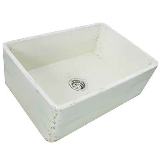 Nantucket Sinks Vineyard Collection 30" Rectangle Undermount Porcelain Enamel Glaze Pale Yellow Fireclay Single Bowl Farmhouse Apron Kitchen Sink With Shabby Straw Finish