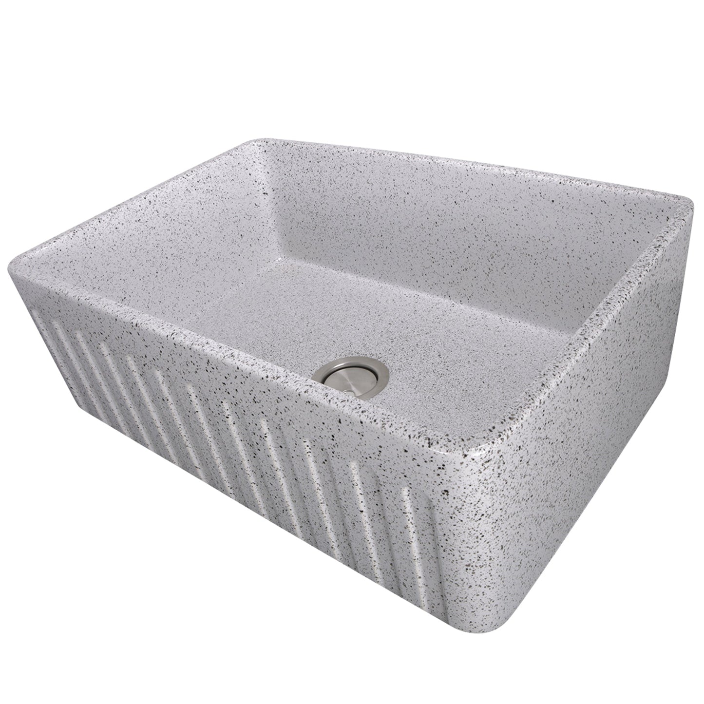 Nantucket Sinks Vineyard Collection 30" Rectangle Undermount Porcelain Enamel Glaze Various neutrals Fireclay Single Bowl Farmhouse Apron Kitchen Sink With Pietra Sarda Finish