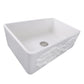Nantucket Sinks Vineyard Collection 30" Rectangle Undermount Porcelain Enamel Glaze White Fireclay Single Bowl Farmhouse Kitchen Sink With Grapes Apron